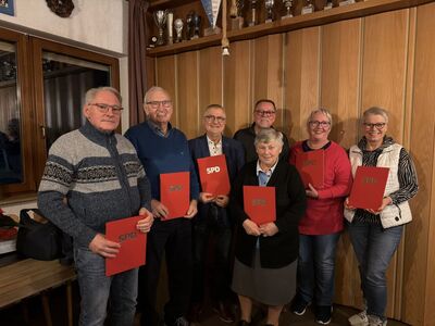 SPD Stadt Östringen: bei der letzten Jahreshauptversammlung für langjährige Parteimitgliedschaft geehrte Mitglieder